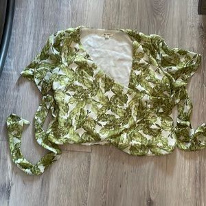 Green Leaf Crop Top - Side Wrap Tie